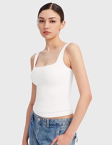 Square Neck Sleeveless Summer Crop Top White Women Black Casual Basic T Shirt off Shoulder Cami Sexy Backless Tank Top